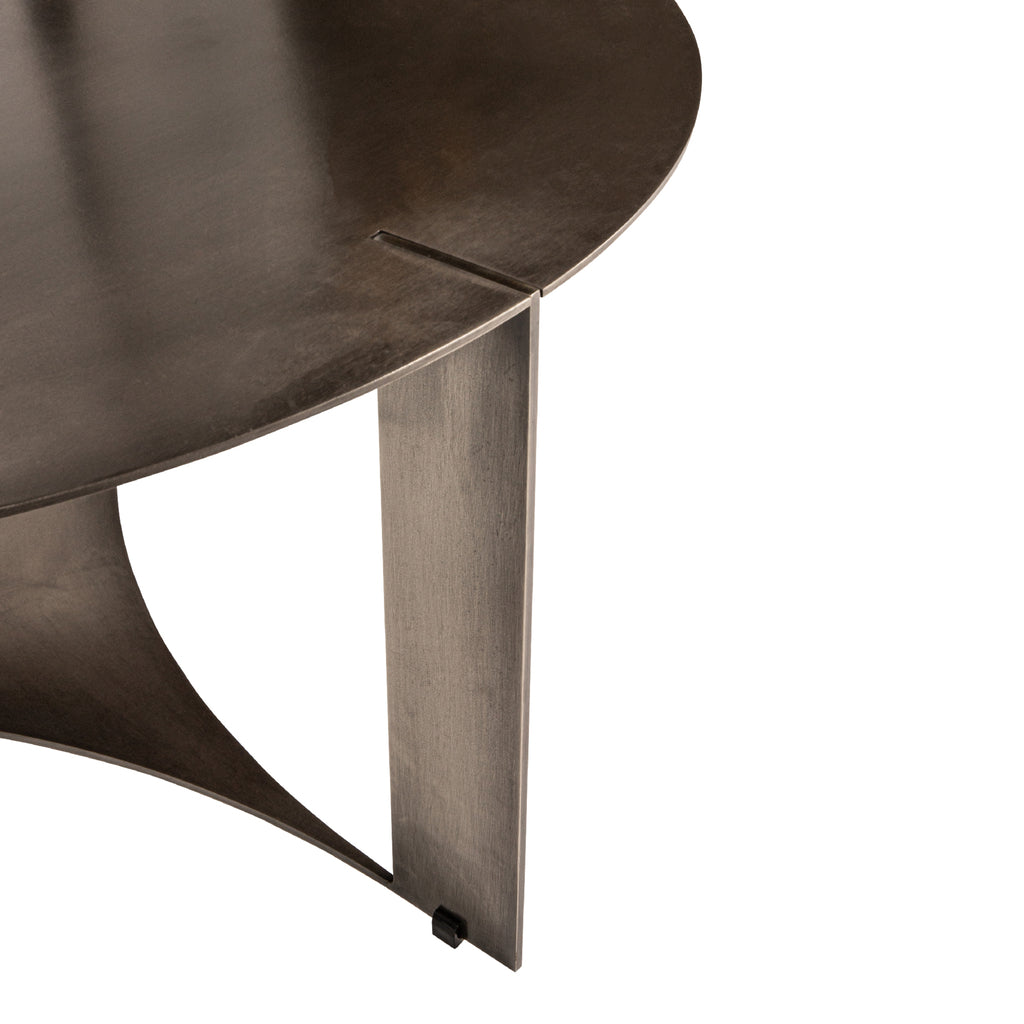 Ferrum Grey oldnickle metal coffeetable round 80cm