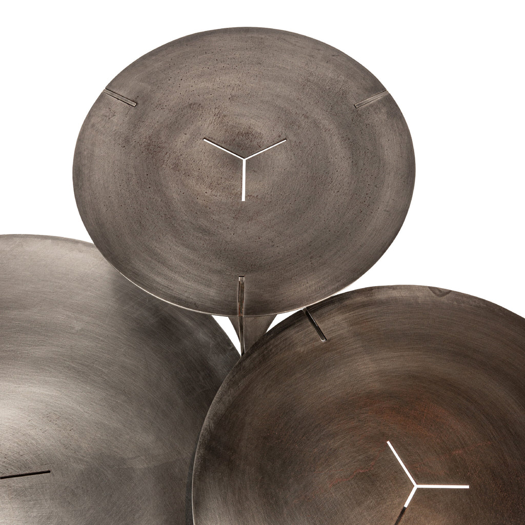 Ferrum Grey oldnickle metal coffeetable round 80cm