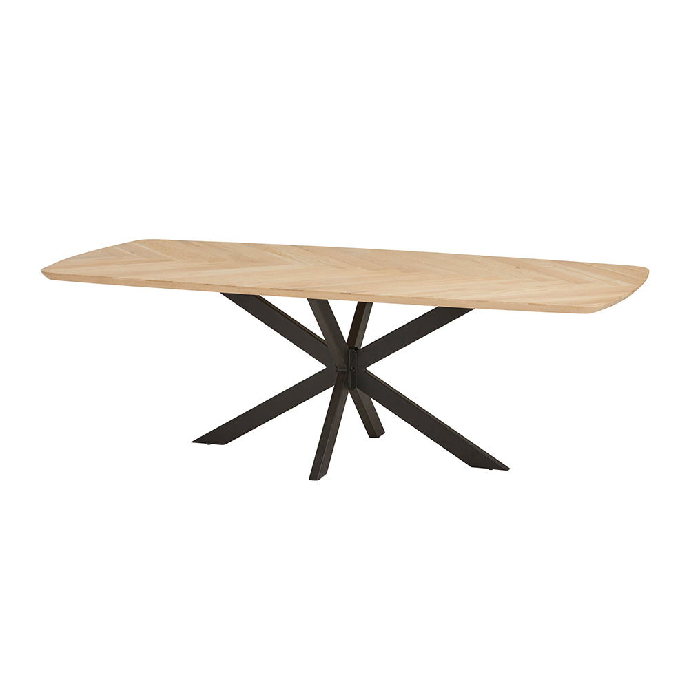 Geneve eettafel 220x110 met verjongde rand en spinpoot