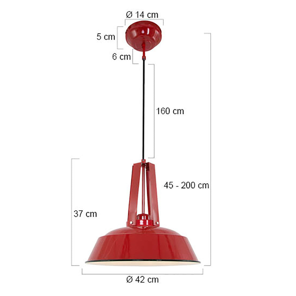 Hanglamp in rood metaal 42 cm