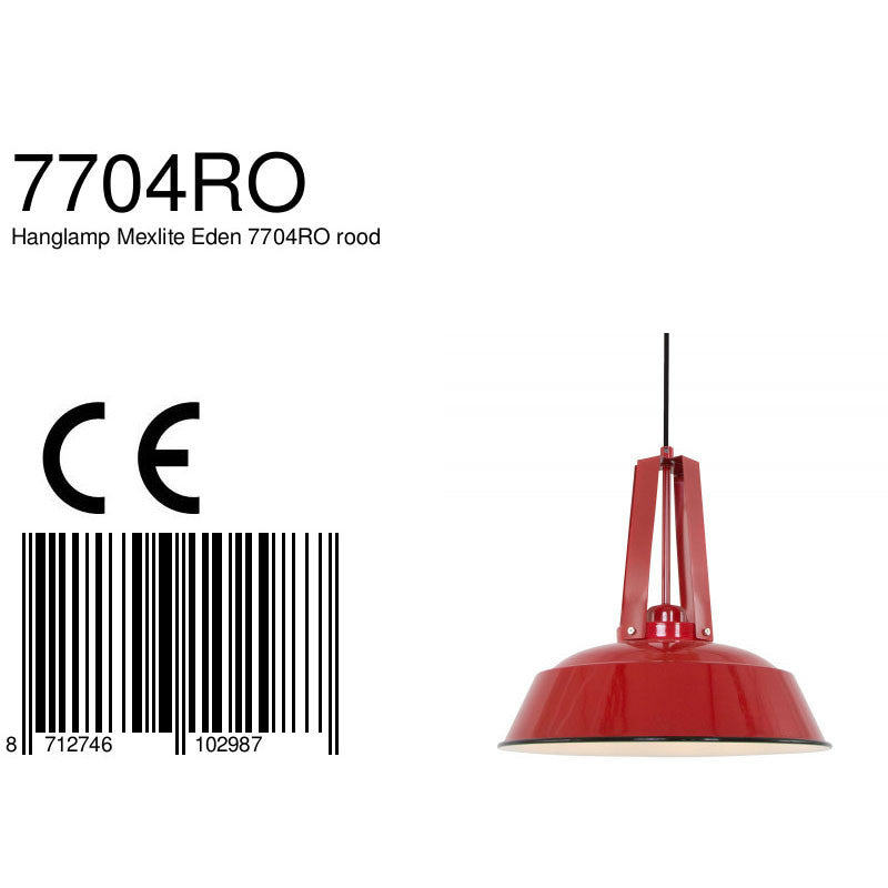 Hanglamp in rood metaal 42 cm