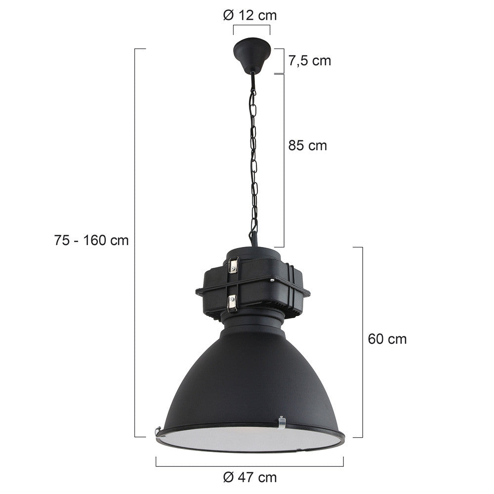 Hanglamp industrie glas 48 cm