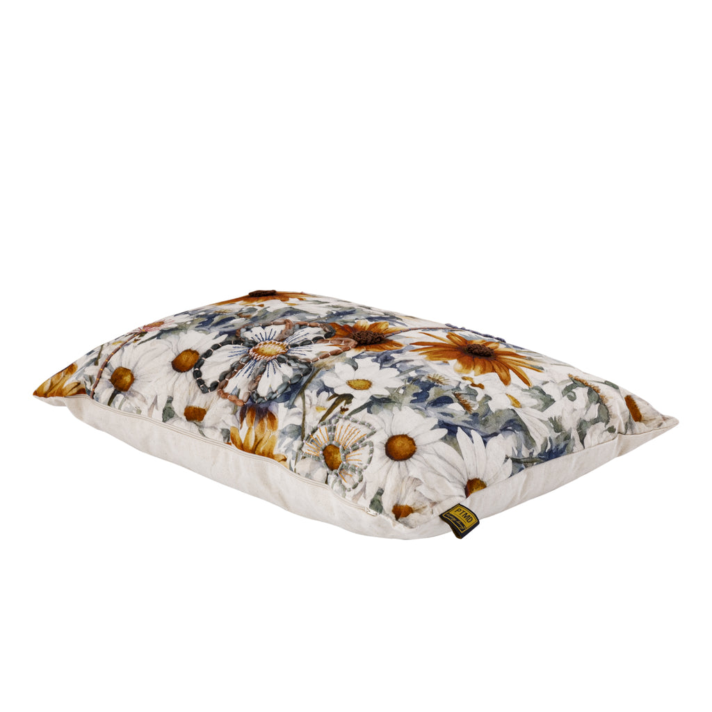 Helenor Natural rectangle cotton cushion flowers