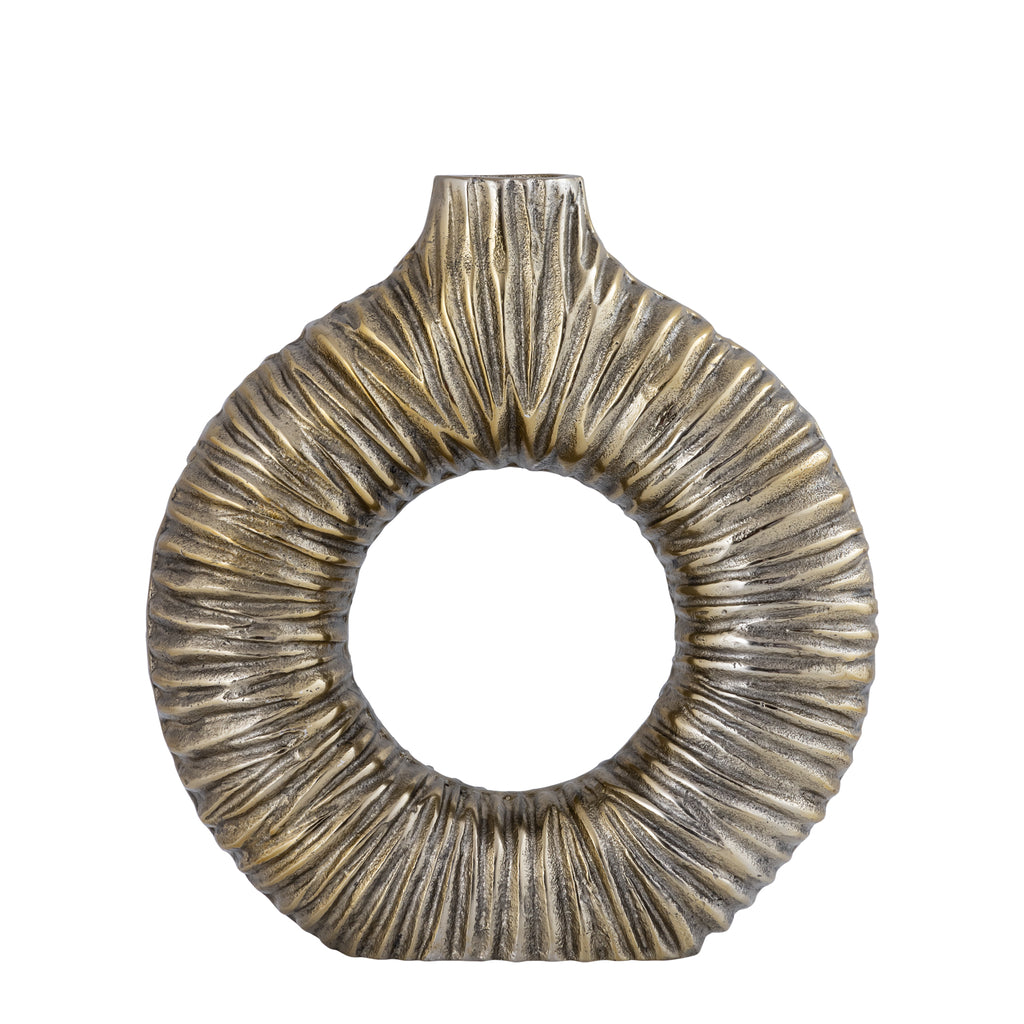 Jiss Gold casted alu open vase round L
