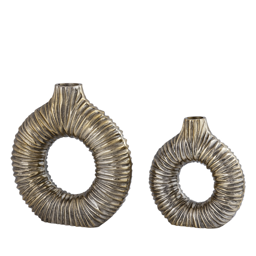 Jiss Gold casted alu open vase round L