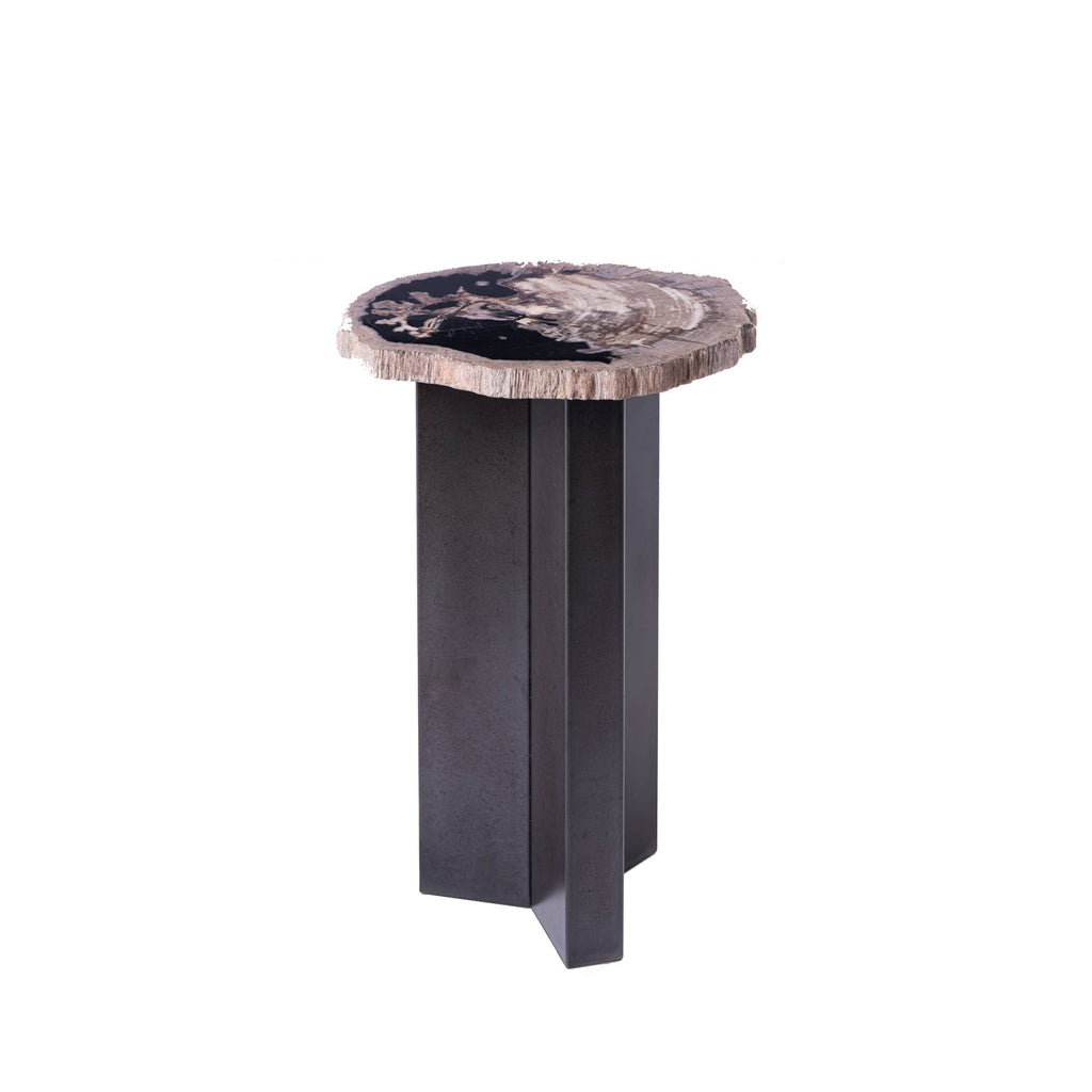 Jisse Black petrified wood sidetable twist base