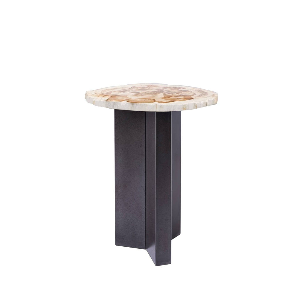 Jisse Natural petrified wood sidetable twist base