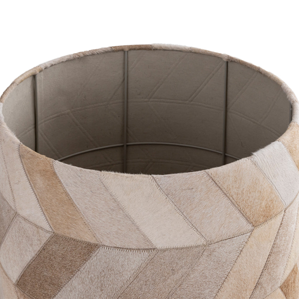 Joanne Beige suede floor lamp patch cowhair shade