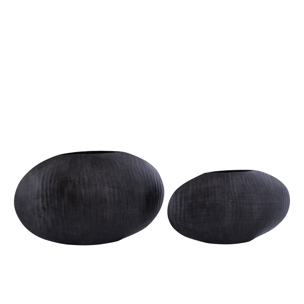 Jowad Graphite alu sheet pot ribbed low oval L