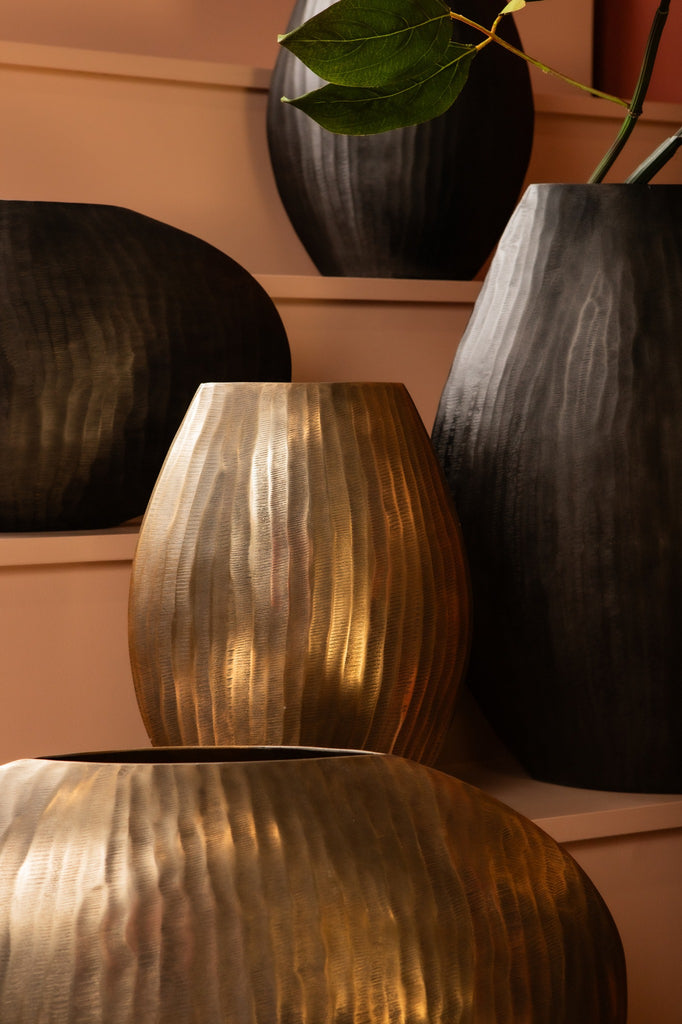 Jowad Graphite alu sheet pot ribbed low oval L