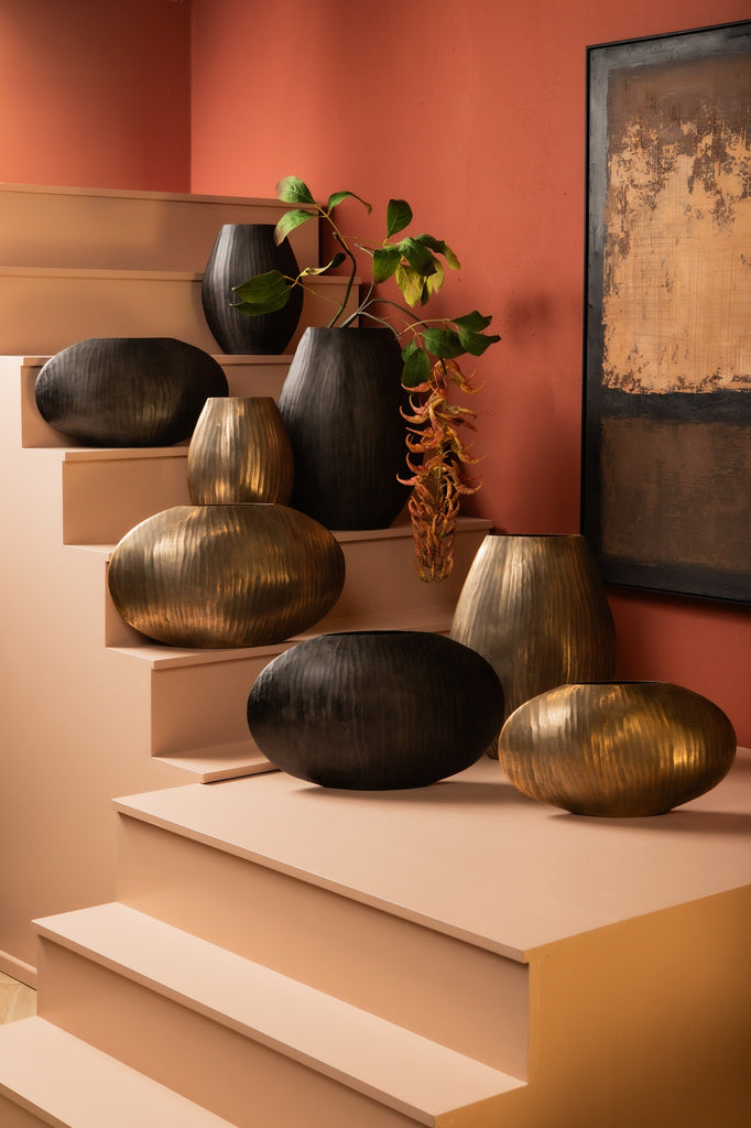 Jowad Graphite alu sheet pot ribbed low oval L