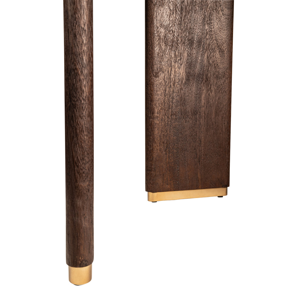 Liber Brown mango wood diningtable 200cm gold leg