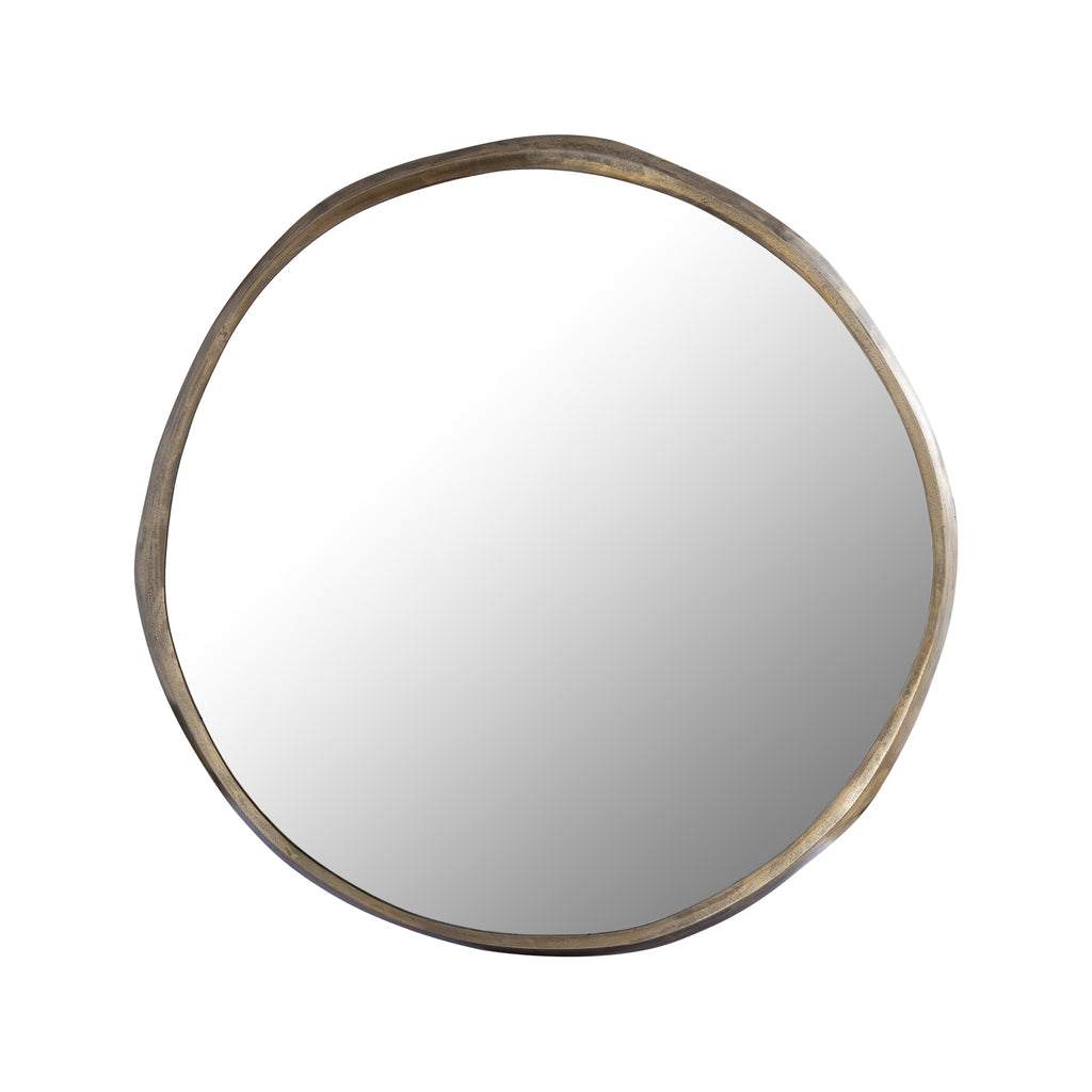 Limera Brass alu round mirror irregular border L