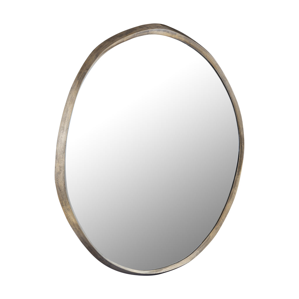 Limera Brass alu round mirror irregular border L