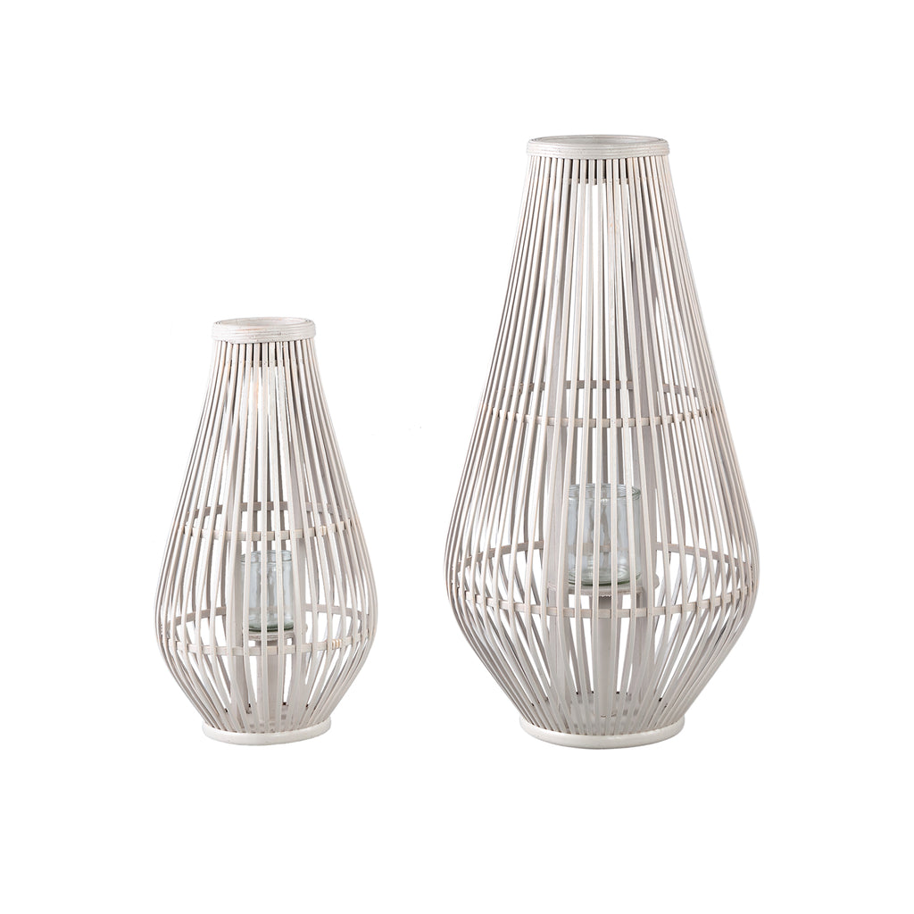 Lysia Sand round bamboo lantern with glass L