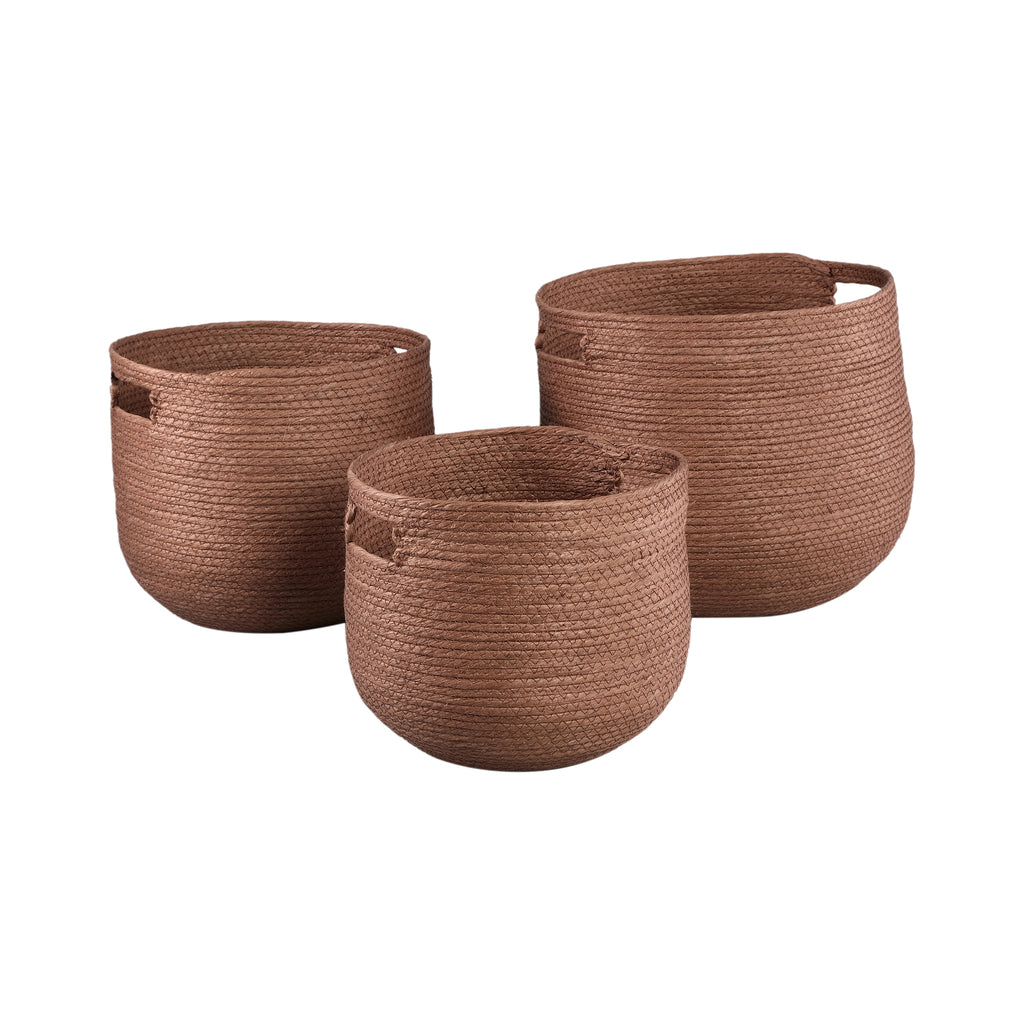 Mellaine Brown paper rope round basket handle SV3