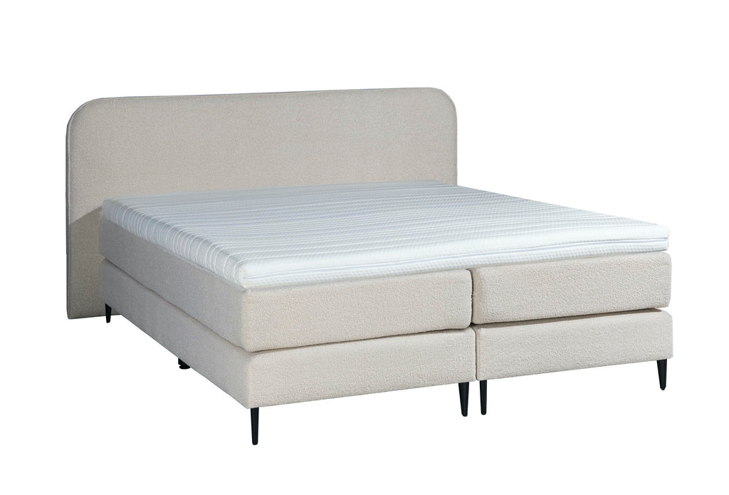Bouclé Boxspring Beige 180x200
