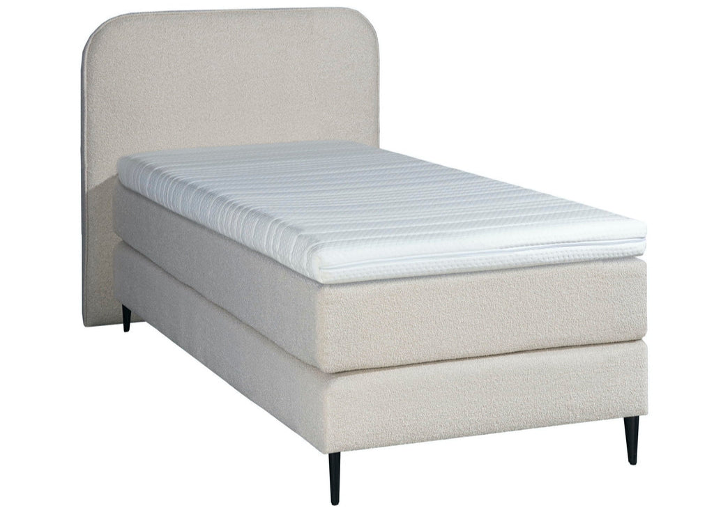 Bouclé Eenpersoons Boxspring Beige 90x200