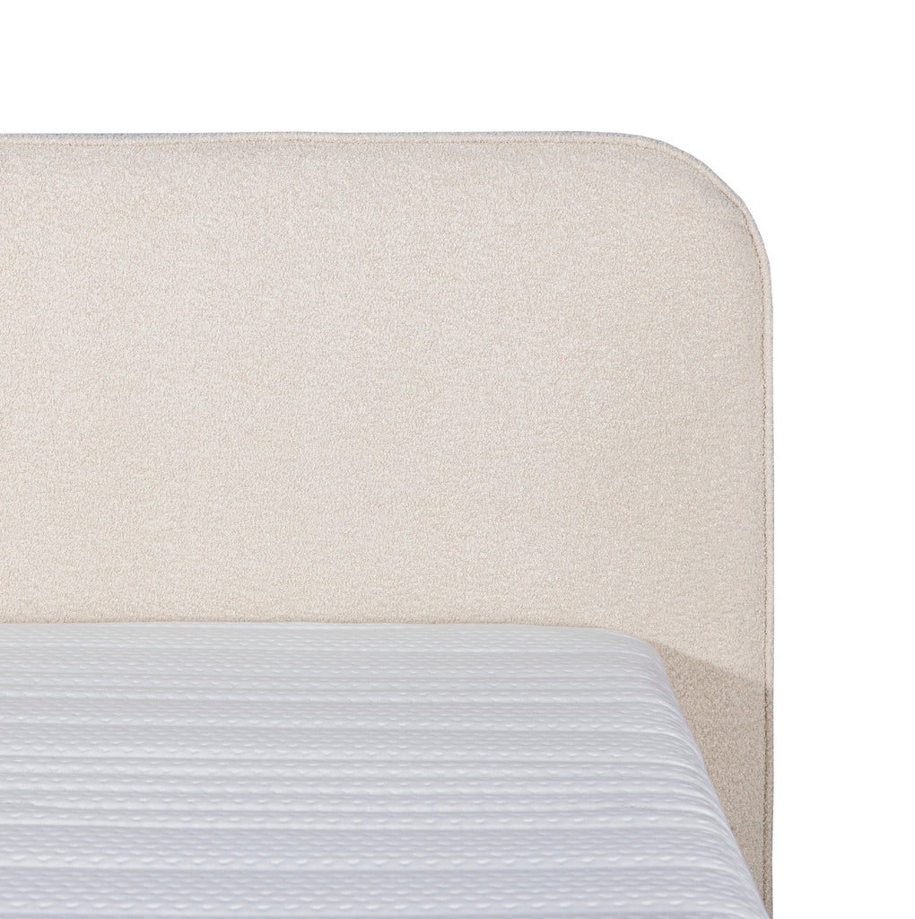 Bouclé Eenpersoons Boxspring Beige 90x200