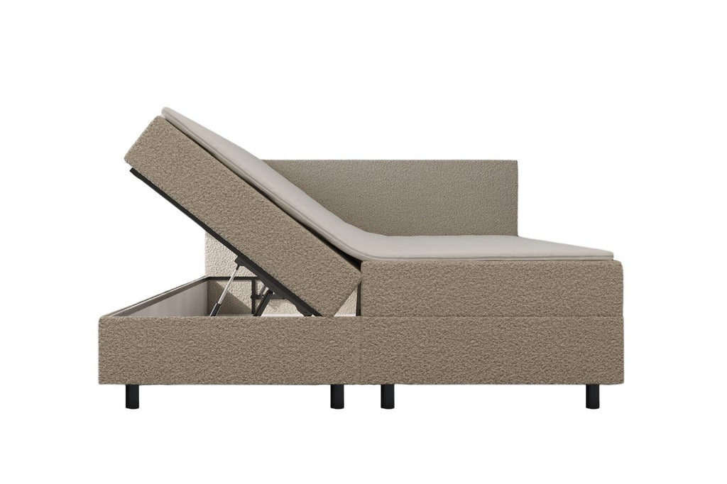 Opberg Boxspring Bouclé Beige 140x200