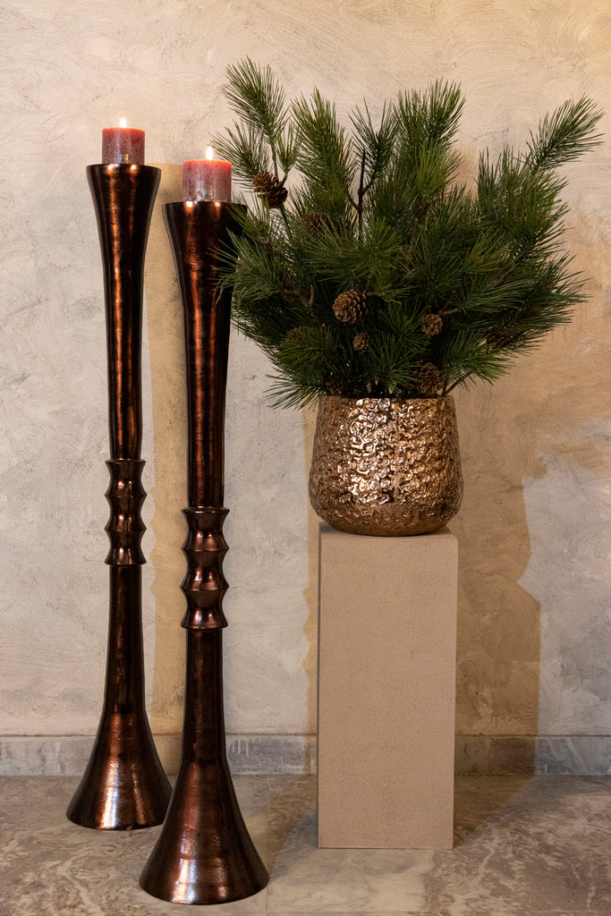 Moy Bronze casted alu big kandelaar round L