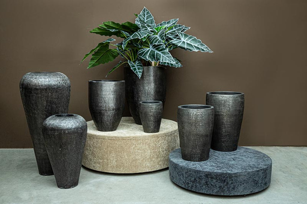 Mumbay Black brushed aluminum pot round L