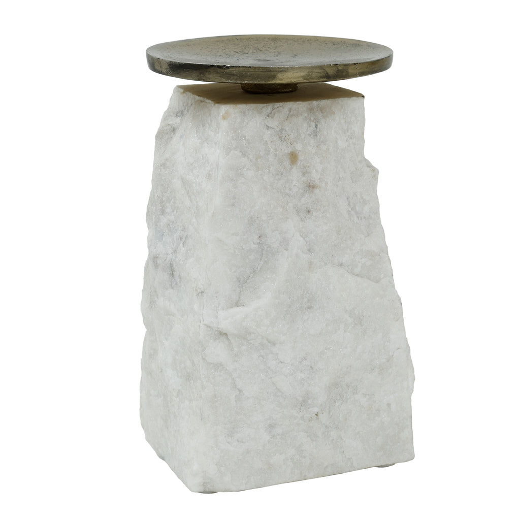 Nimo White Marble kandelaar antique gold top L