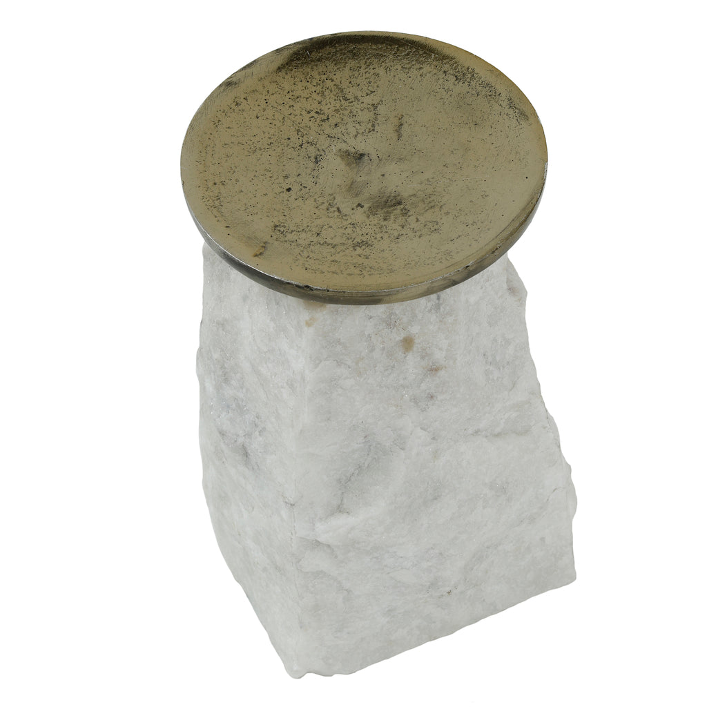 Nimo White Marble kandelaar antique gold top L