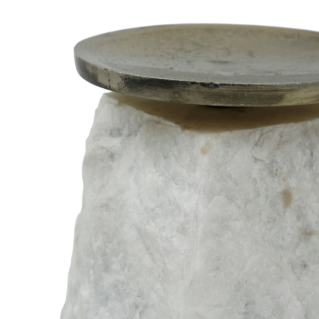Nimo White Marble kandelaar antique gold top L