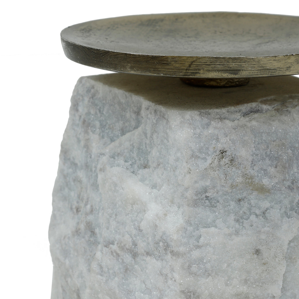 Nimo White Marble candleholder antique gold top S