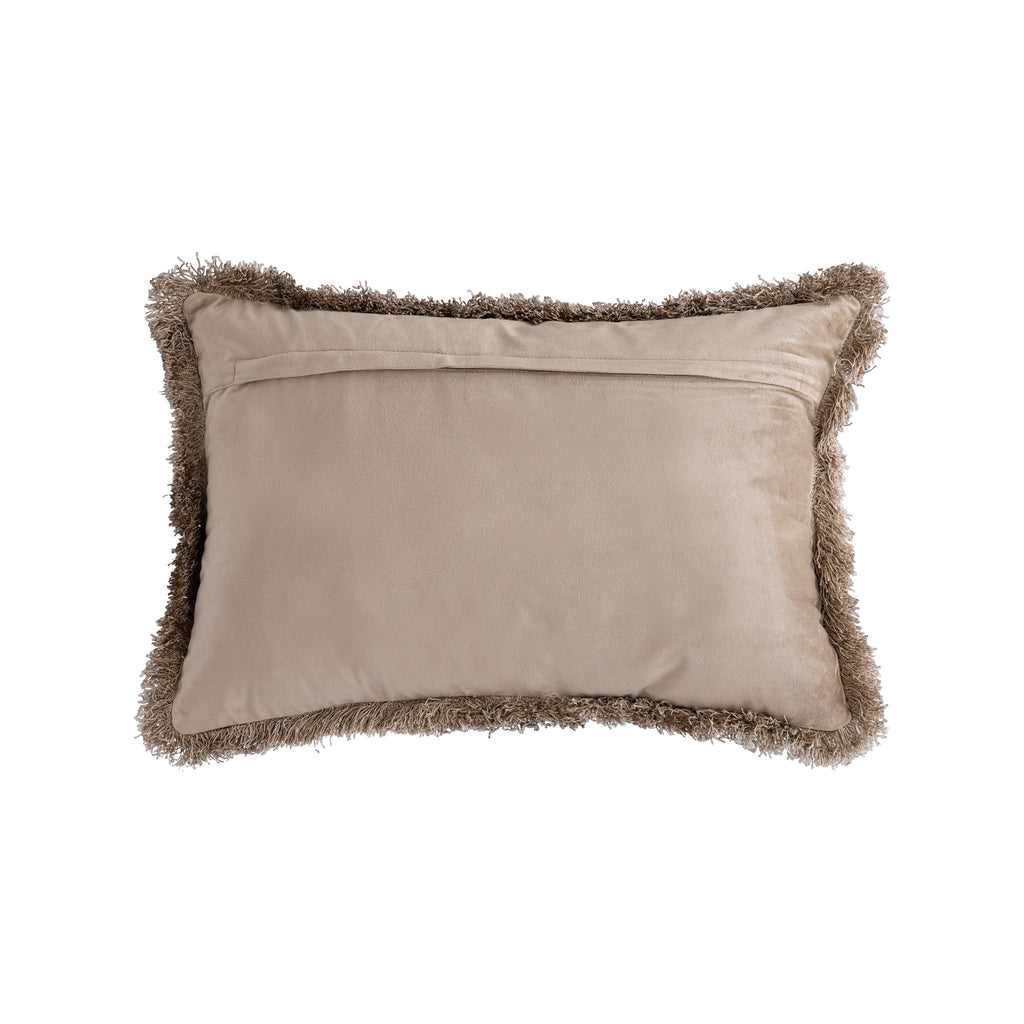 Nous Beige velvet kussen met franjes