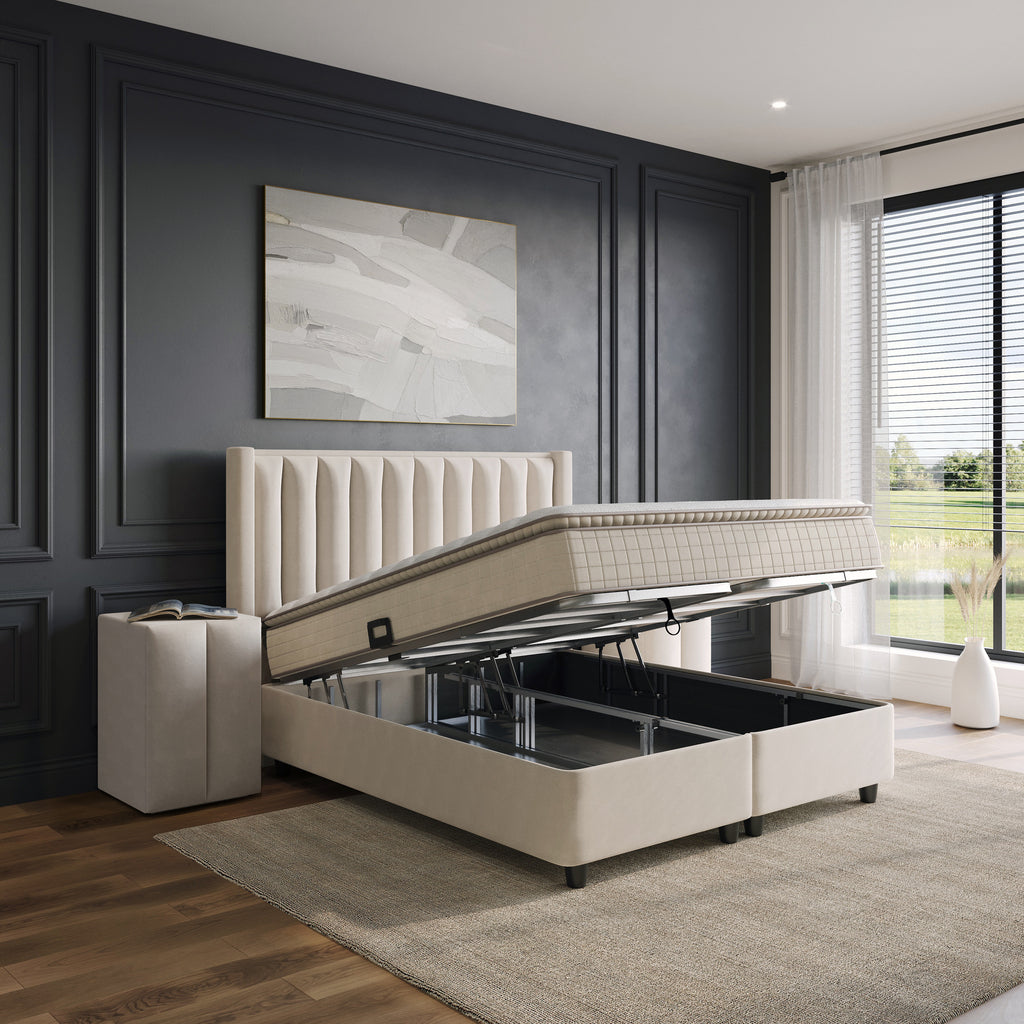 Opbergboxspring Blackpearl Beige 180x200