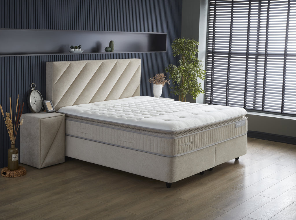 Opbergboxspring Shinebedd Beige 180x200