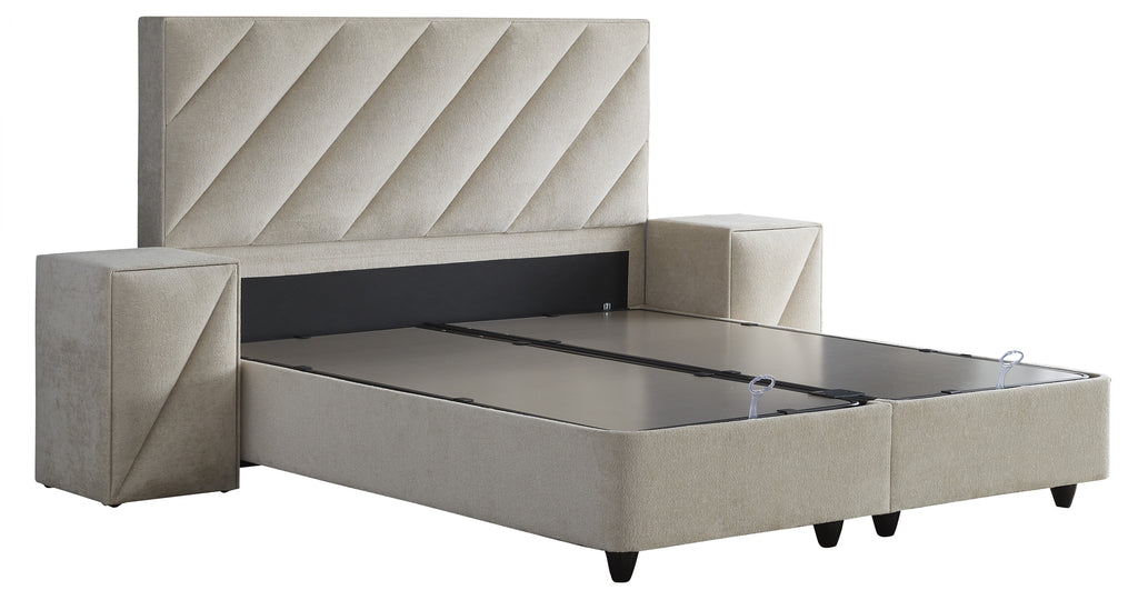 Opbergboxspring Shinebedd Beige 180x200