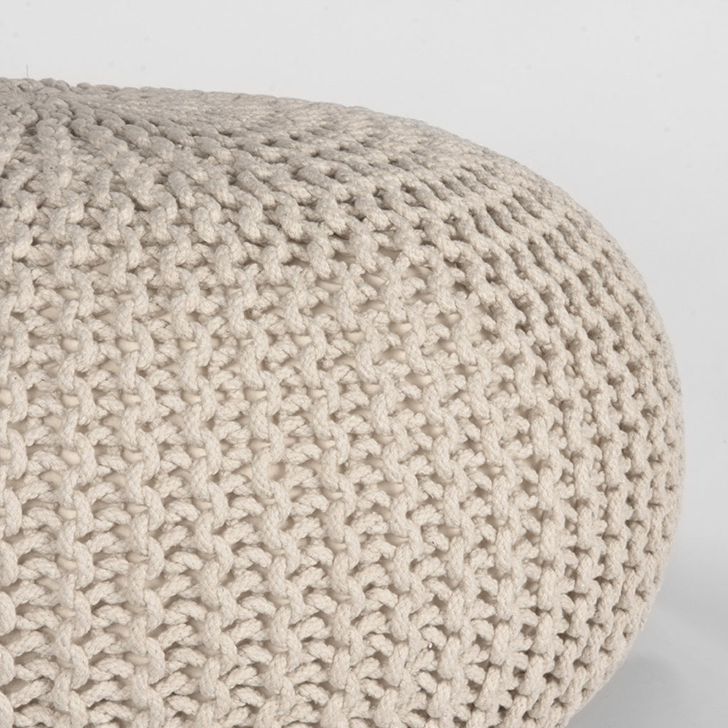 Poef Knitted - Naturel - Katoen - L