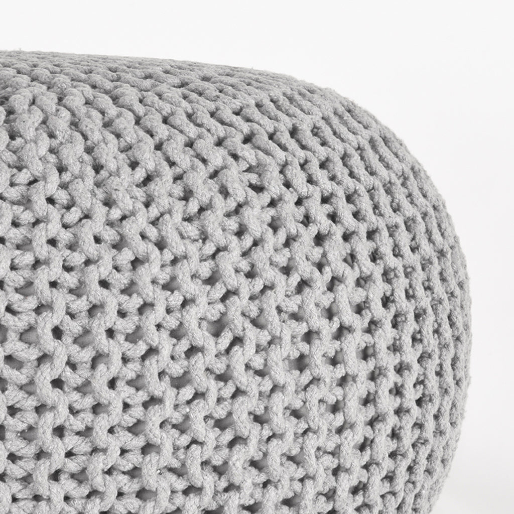 Poef Knitted - Lichtgrijs - Katoen - L