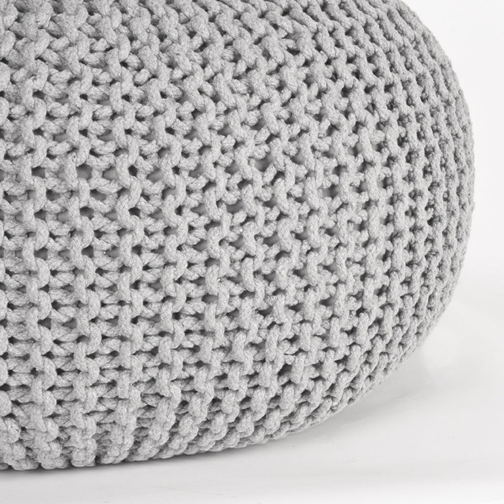 Poef Knitted - Lichtgrijs - Katoen - L