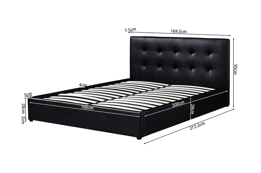Bed met koffer 'Porto' 160x200 met lattenbodem PU Zwart