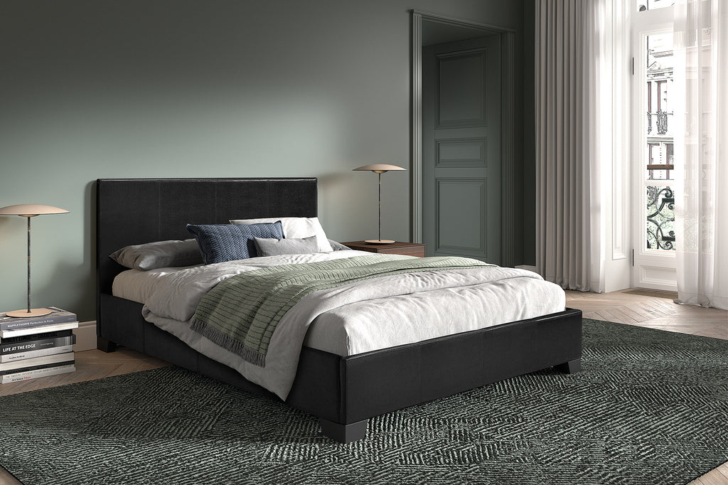 Bed Roma 140x200 met lattenbodem Zwart