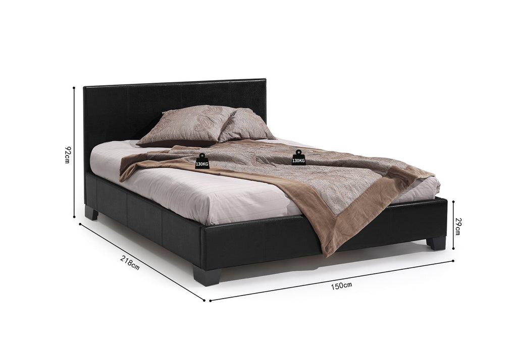 Bed Roma 140x200 met lattenbodem Zwart
