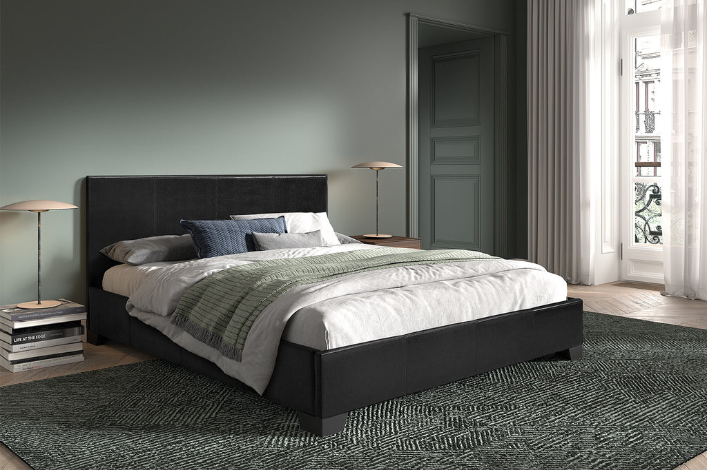 Bed 'Roma' 160x200 met lattenbodem PU Zwart