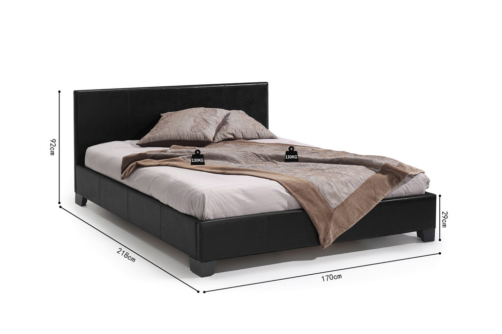 Bed 'Roma' 160x200 met lattenbodem PU Zwart