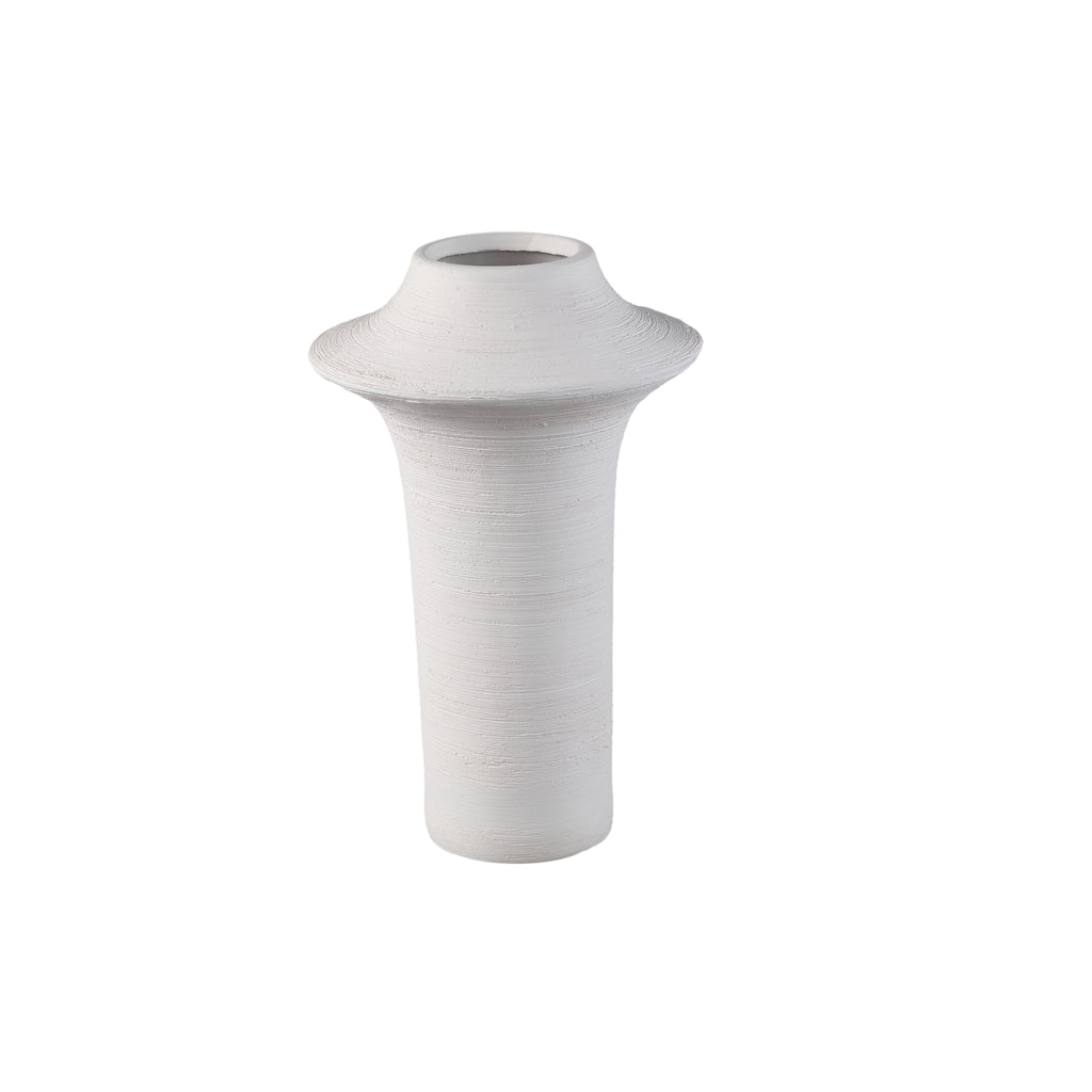 Rinder White matt ceramic wide ring vase high L