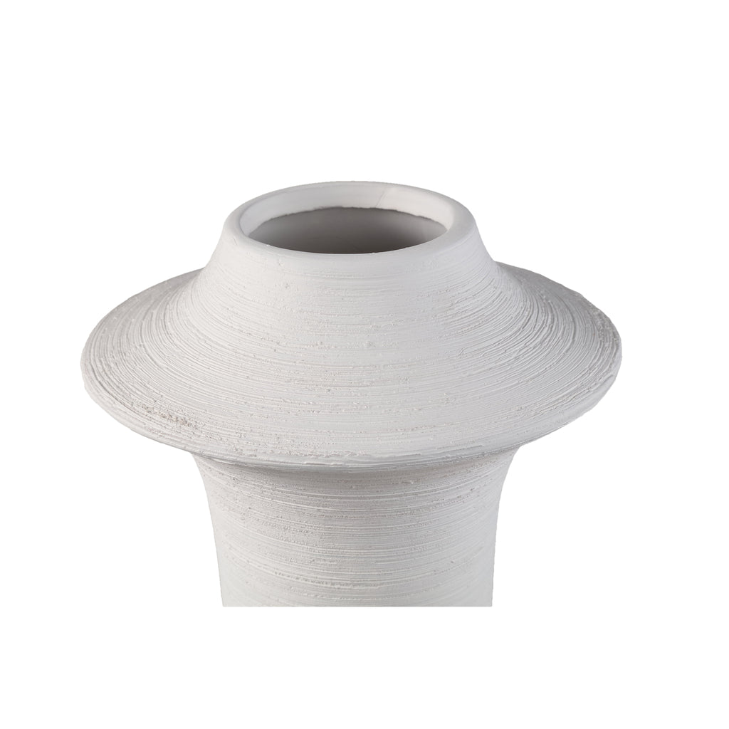 Rinder White matt ceramic wide ring vase high L