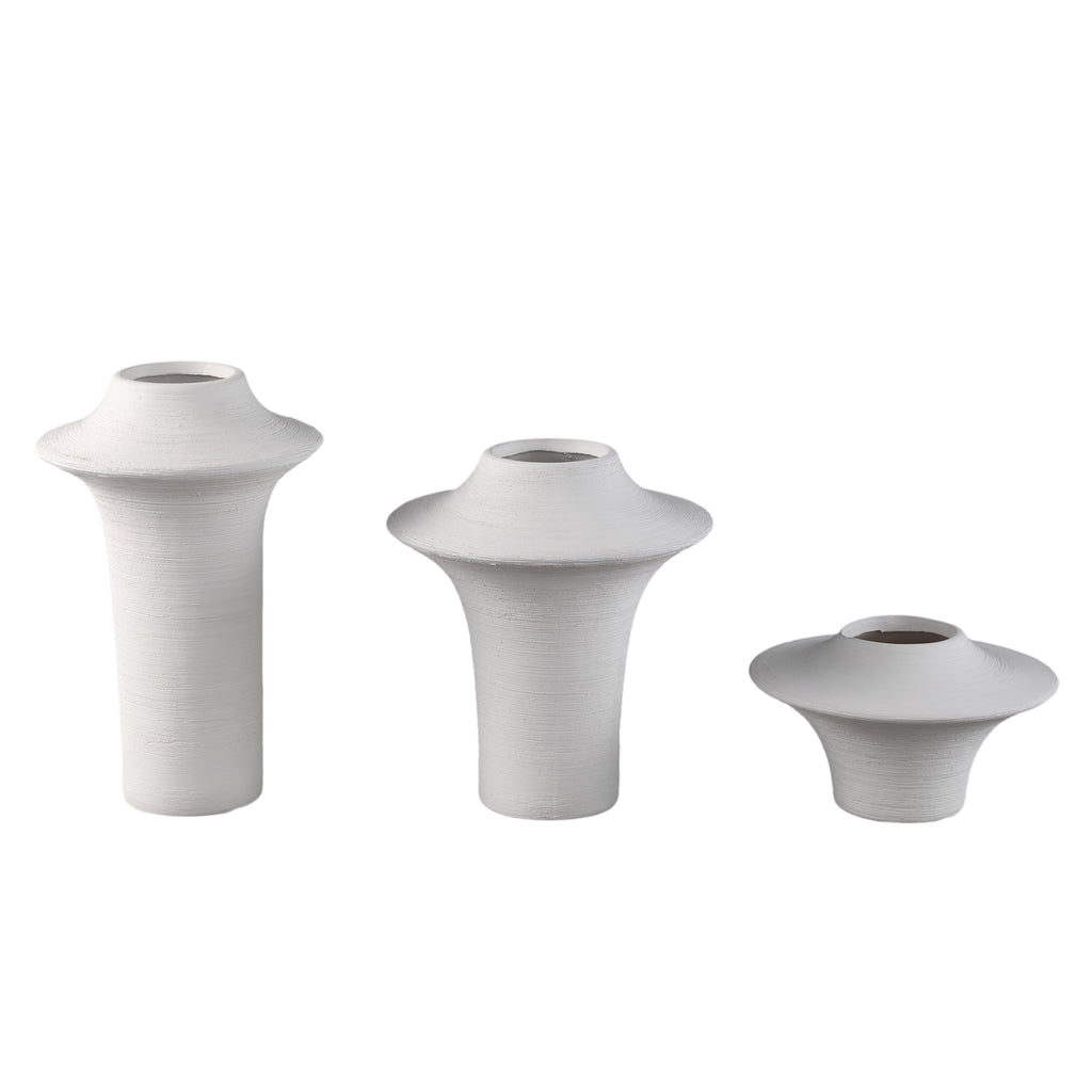 Rinder White matt ceramic wide ring vase high L