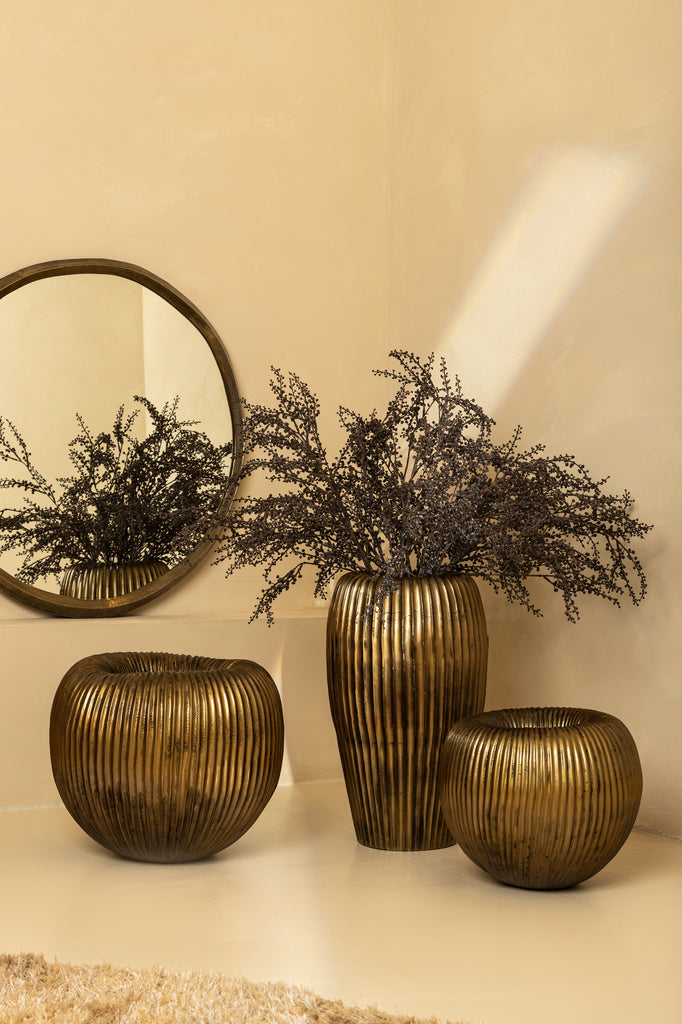 Russel Gold alu round pot low ribbed wide