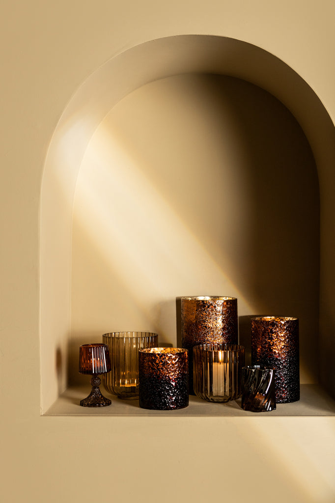 Saida Brown glass stormlight beaded dark bottom M