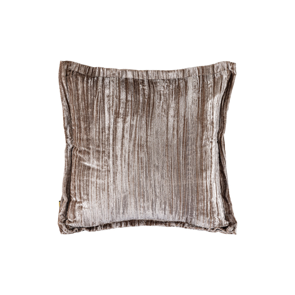Senny Beige velvet vierkante kussen met ruffels S