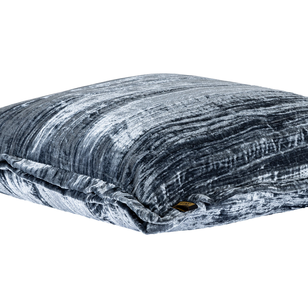 Senny Blue velvet vierkante kussen met ruffels L