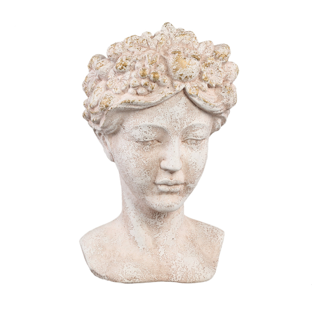 Sherlene Cream cement face shaped statue high